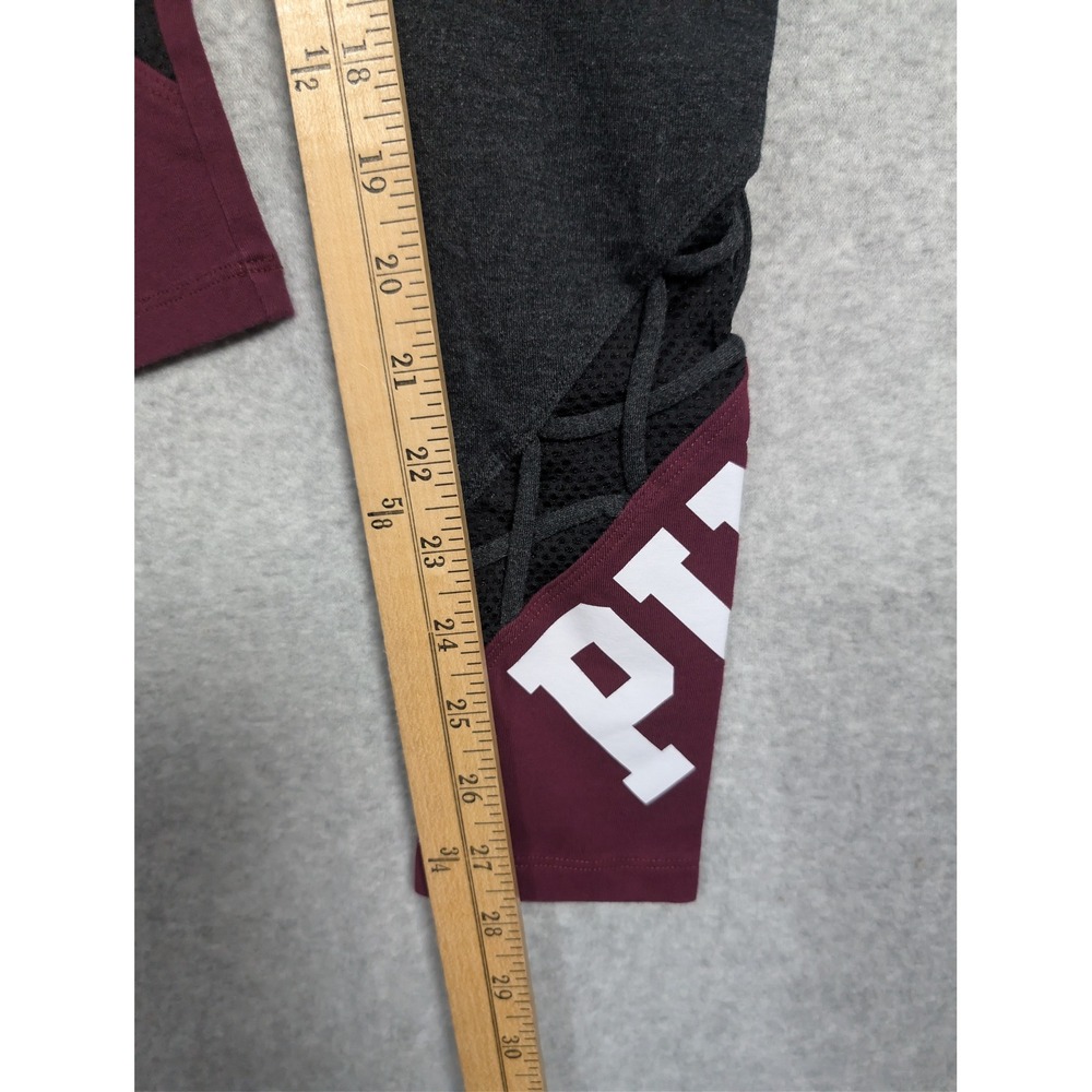 PINK Victorias Secret Yoga Leggings Womens Small Gray Maroon Lattice Sporty - Picture 6 of 7